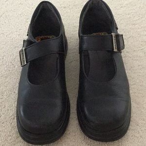 Leather black girls shoes